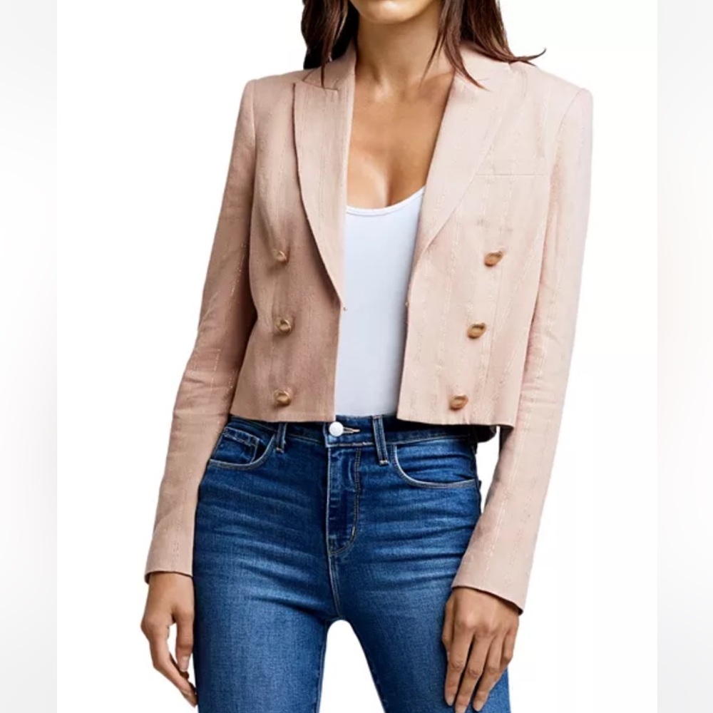 L’Agence Tan Cropped Blazer